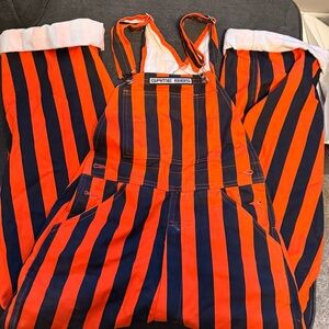 Women’s  Striped Overalls - Orange and Black